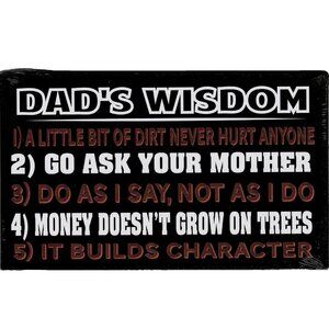 Man Cave Wood Sign Wall Plaque Dad Fathers Day Christmas Gift Dads Wisdom